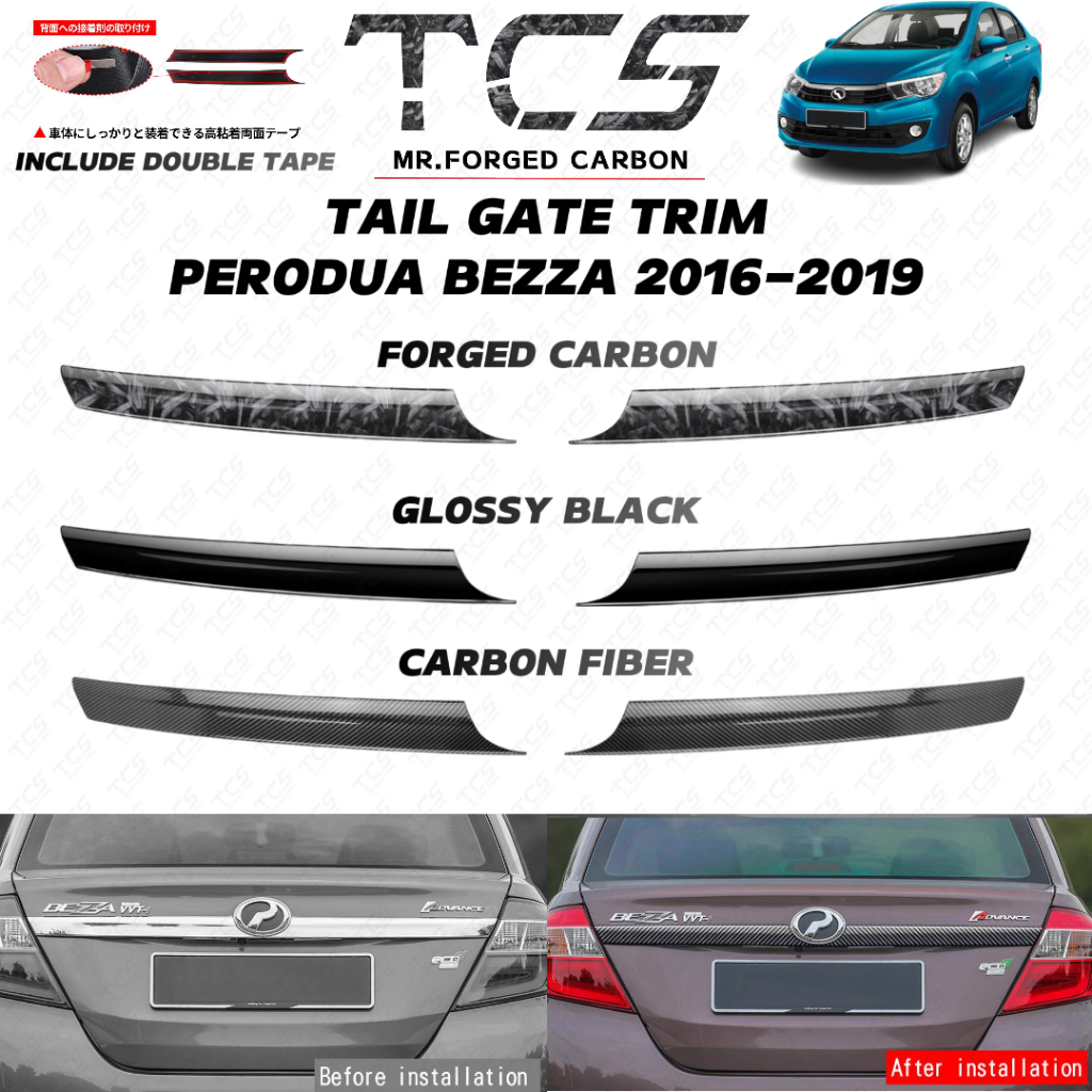TCS PERODUA BEZZA 2016-2019 CAR REAR TAIL GATE TRIM COVER GARNISH ...