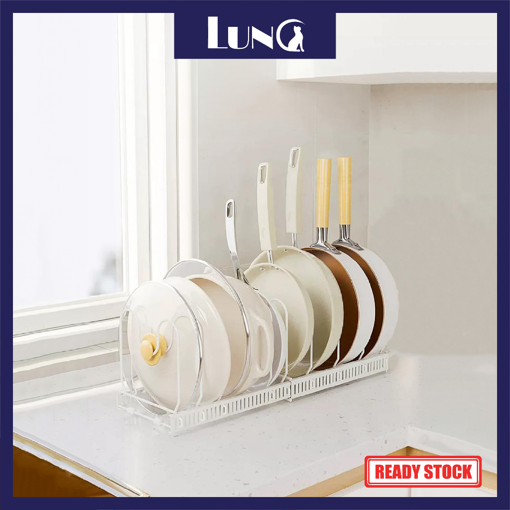 Kitchen Pot Rack Adjustable Expandable Pot Lid Holder for Cabinet ...