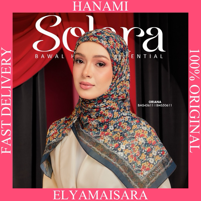 Hanami | 100% Original | Tudung Bidang 45 Bawal Printed | Free Brooch ...