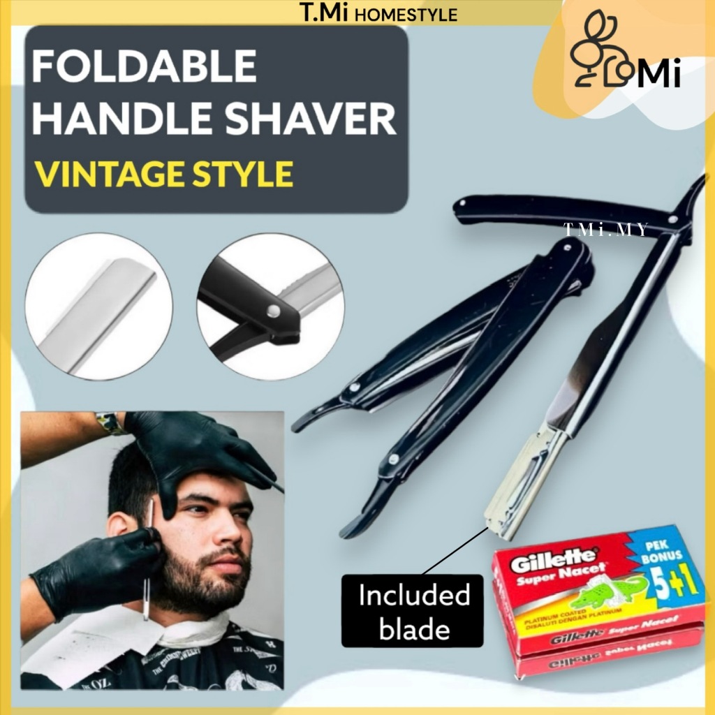 TMi Razor Foldable Handle Shaver Hair Salon Hairdressing Manual Vintage ...