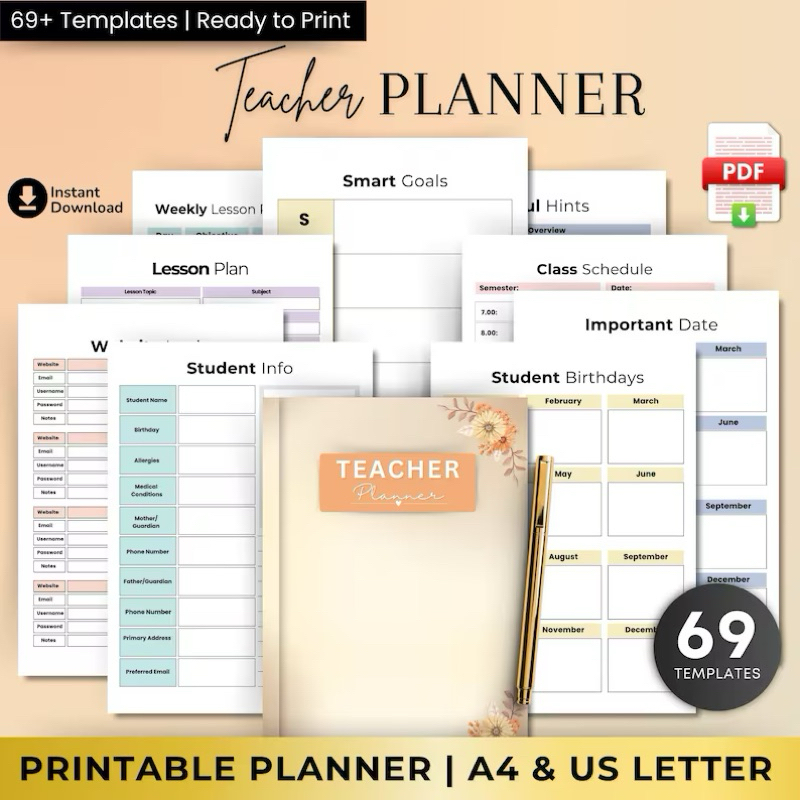 Teacher Planner 20242025, Printable Lesson Plans, Academic Planner