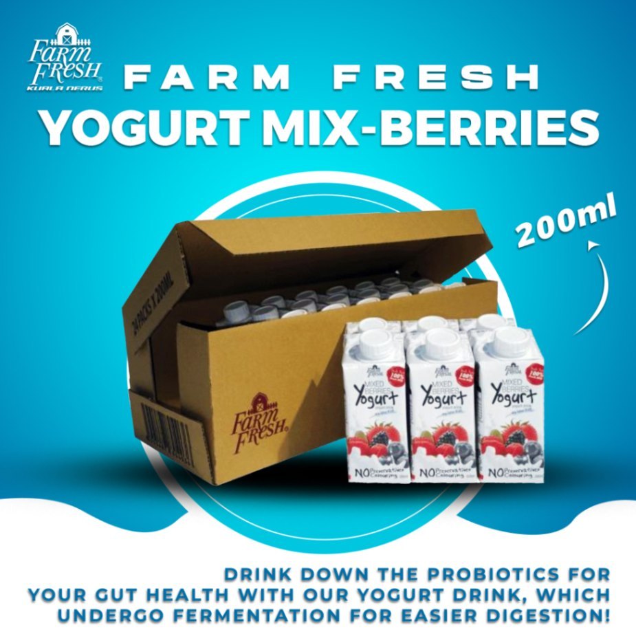 Farm Fresh Milk UHT Yogurt Drink Mixberry 200ml x 24 Packs | Shopee ...