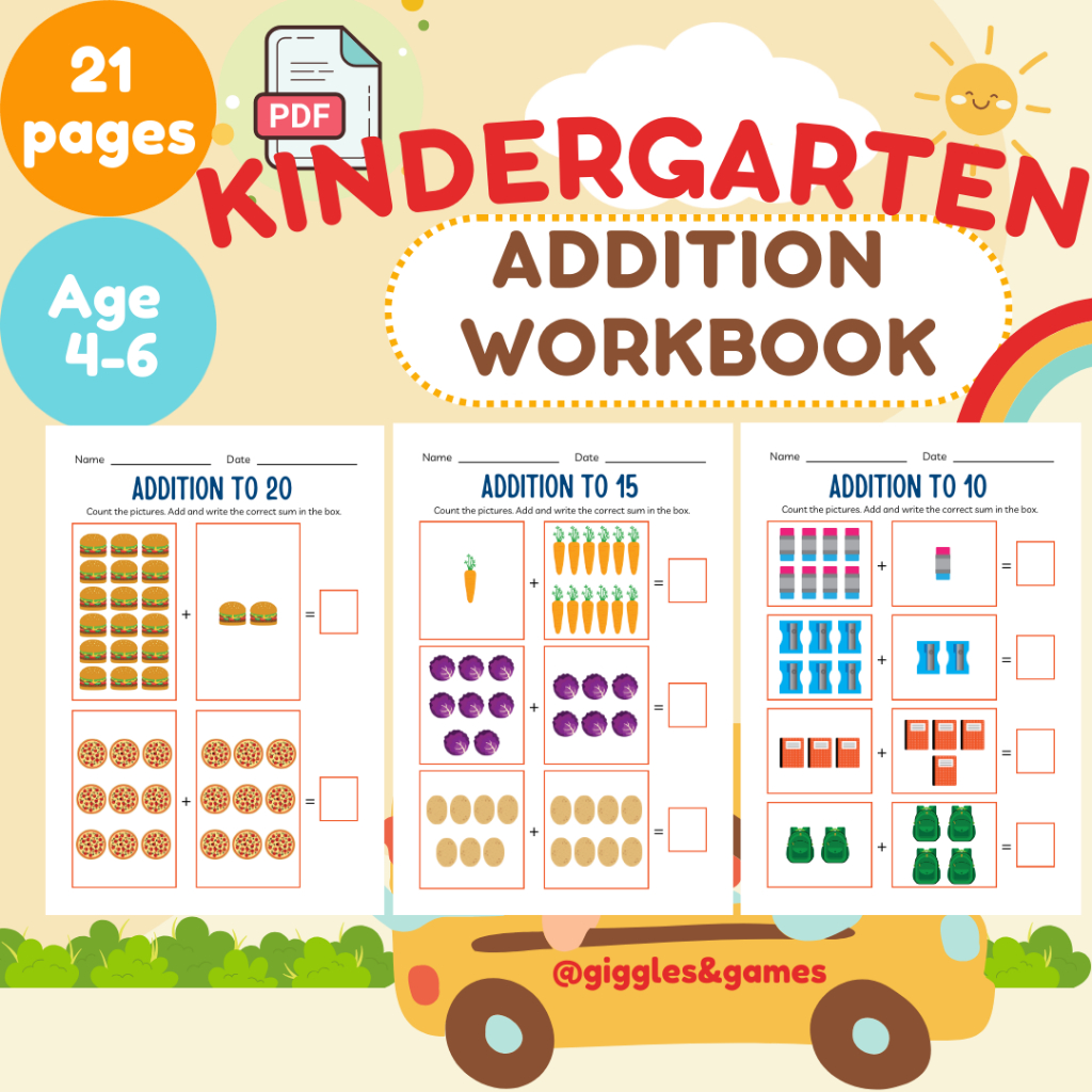 K7 - Preschool Kindergarten Add Addition Education Worksheets Activity ...