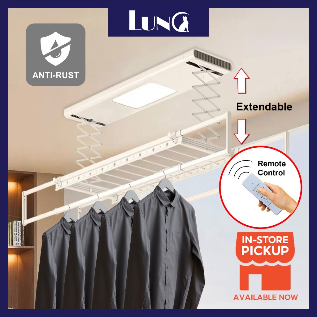 Space Aluminum Clothes Drying Rack Clothes Hanger Remote Control Smart ...