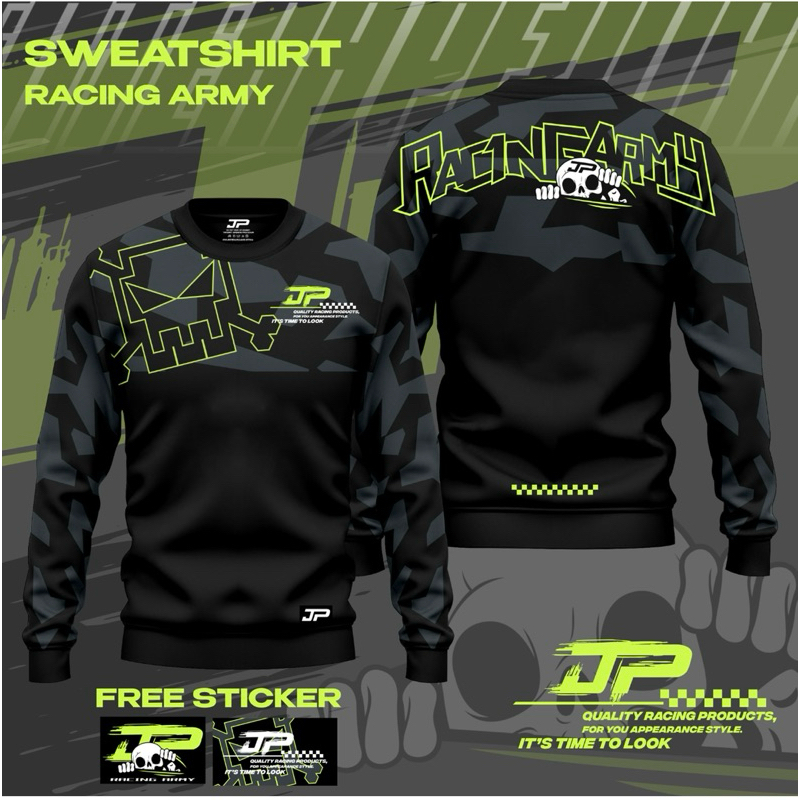 SWEATSHIRT JP RACING ARMY | Shopee Malaysia