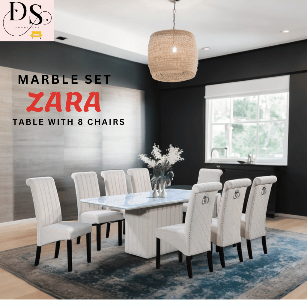 ZARA Marble Dining Set 6 And 8 Chair/ Set Meja Makan 6 dan 8 kerusi ...