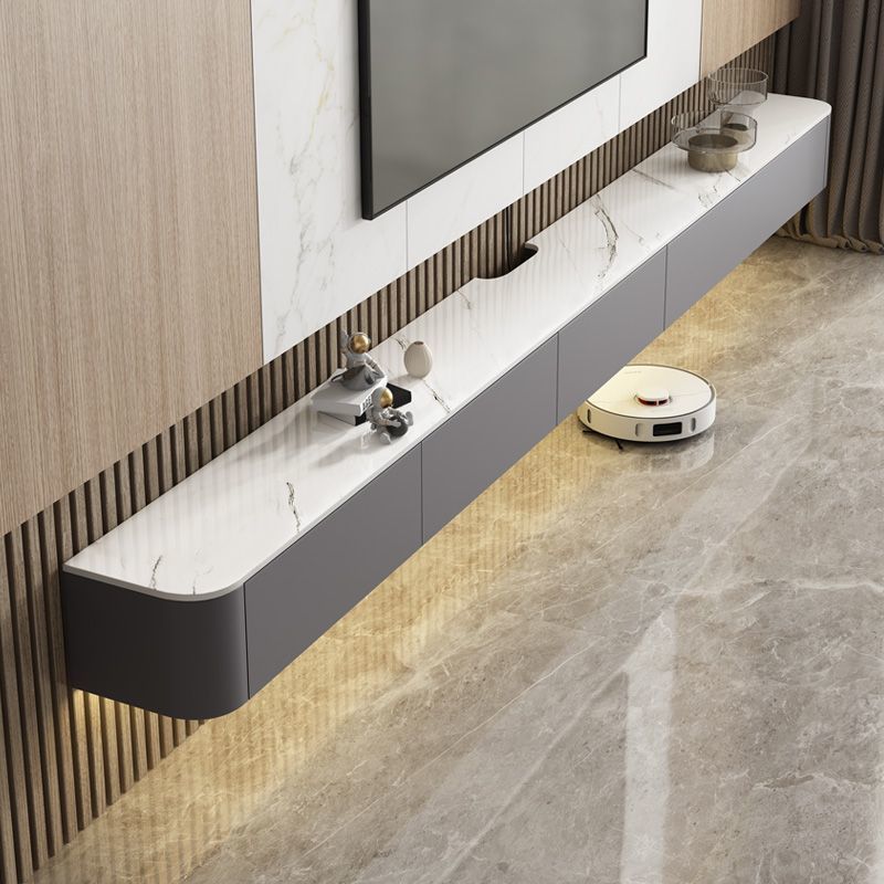 Visual Reference: Solid Wood Suspended Rock Panel TV Cabinet Wall Mounted Living