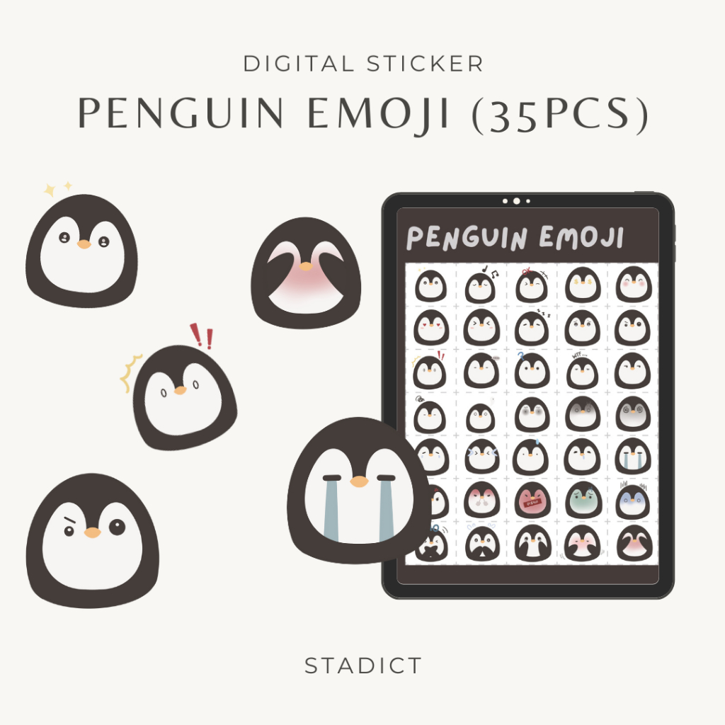 35pcs Penguin Emoji Digital Sticker | Digital Planner | Goodnotes ...