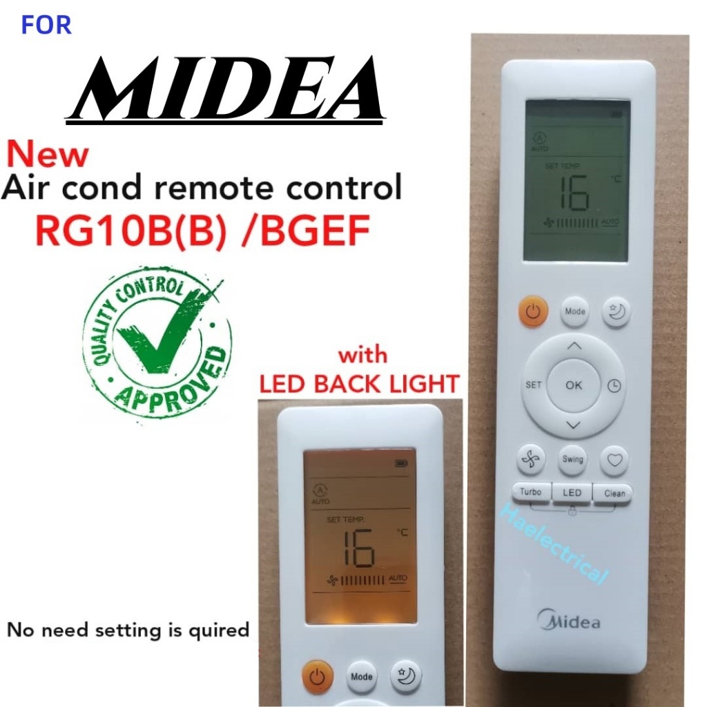 RG10B(B)/BGEF Midea Air Cond Remote Control with LED Back Light (OEM ...