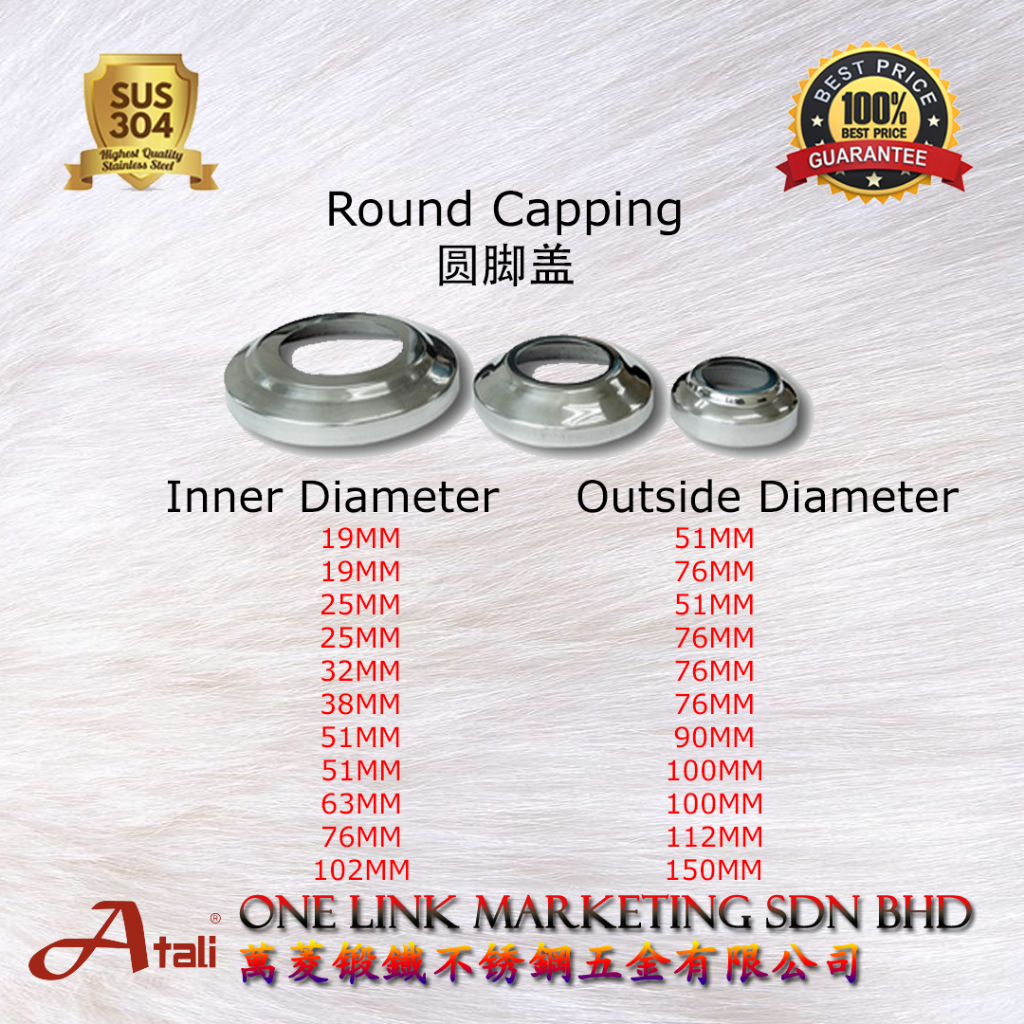 🔥READY STOCK🔥SS304 STAINLESS STEEL GATE DOOR ACCESSORIES ROUND CAPPING ...