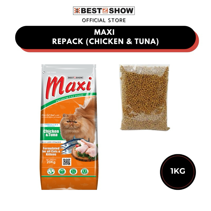 Maxi Cat Food Chicken Tuna Repack 1kg Shopee Malaysia