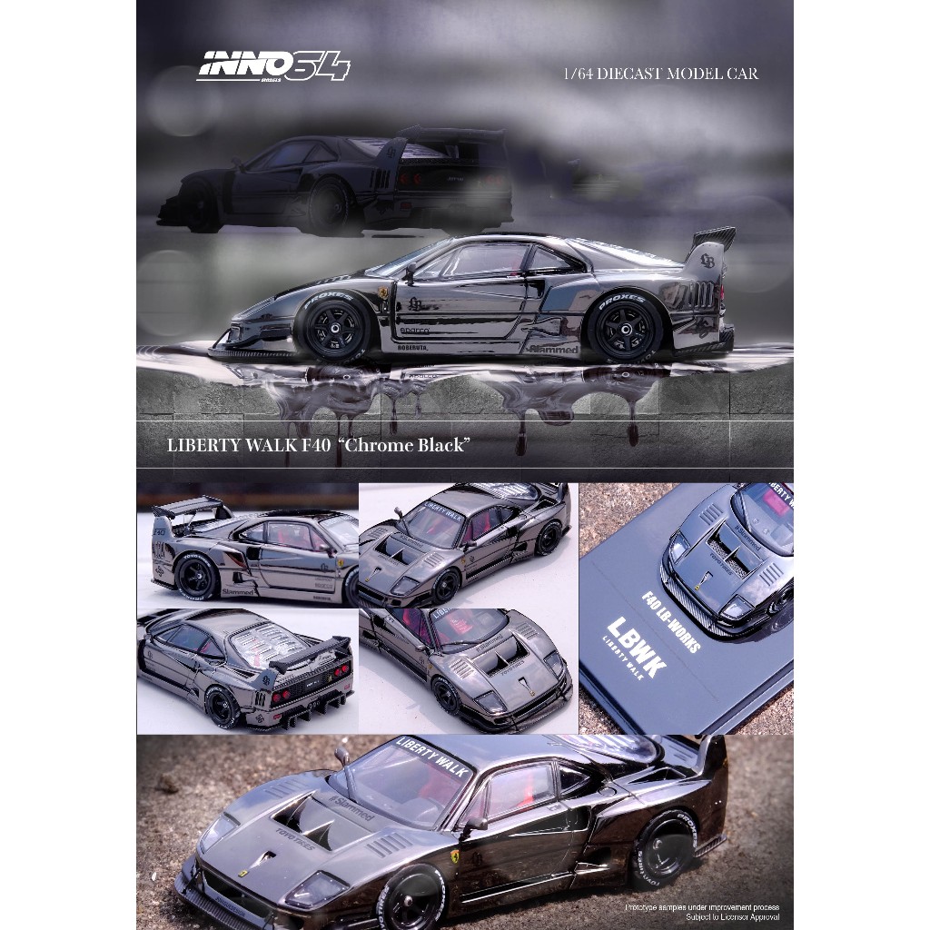 INNO MODELS INNO64 1/64 LIBERTY WALK LBWK F40 CHROME BLACK | Shopee ...