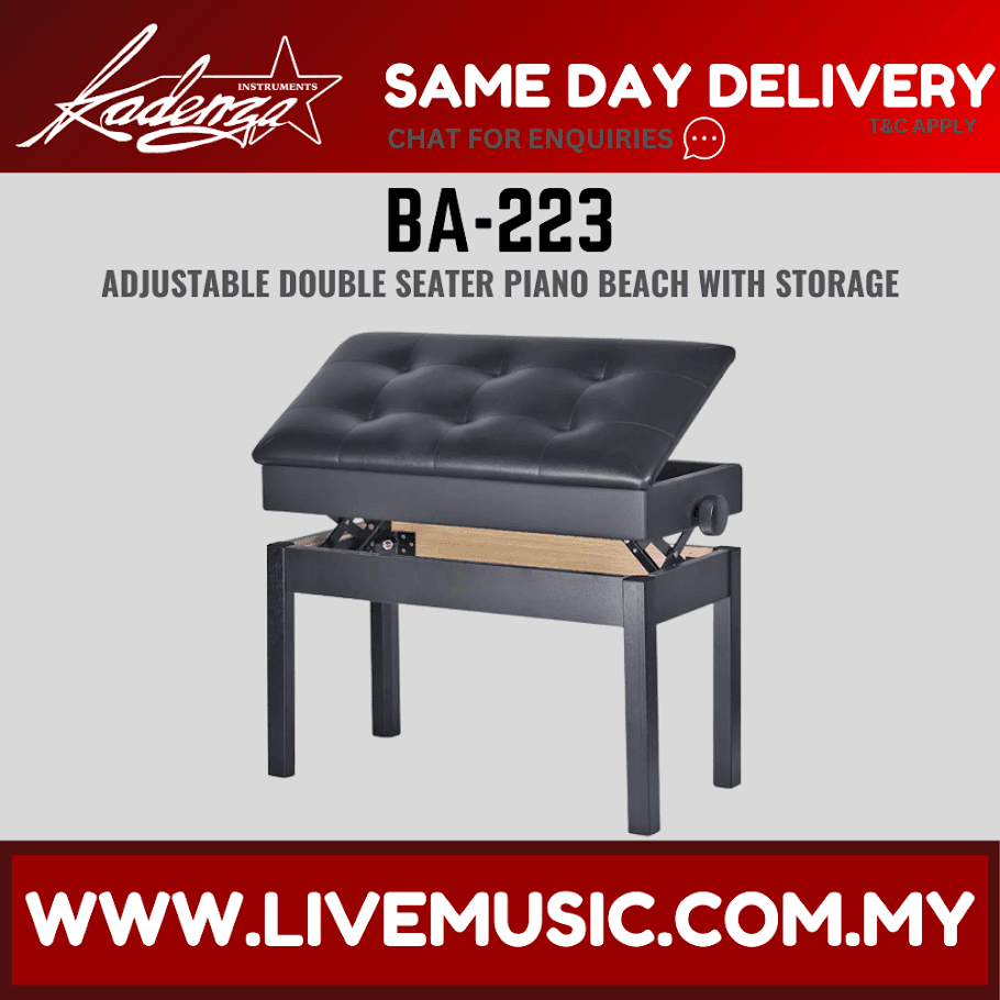 Kadenza BA223 Adjustable Piano Bench Double Seater With Storage - Black ...