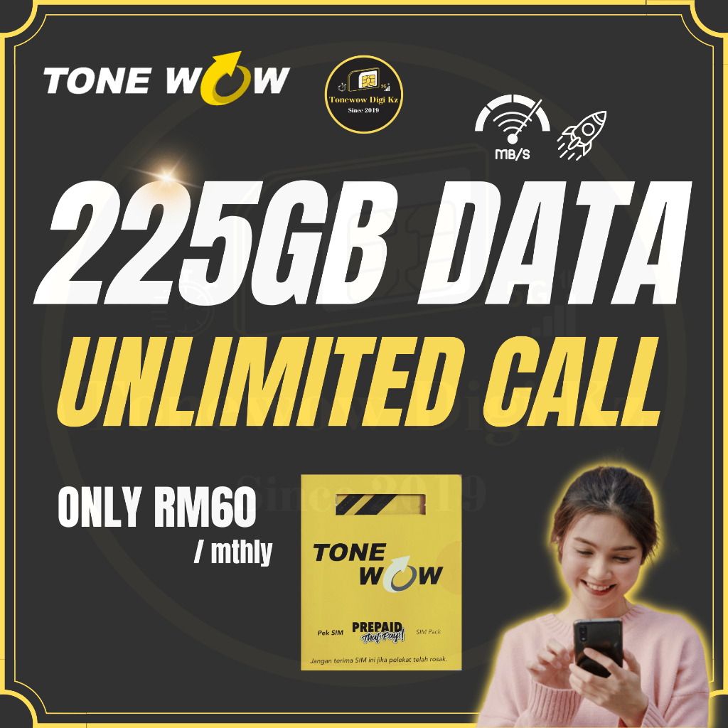 Tonewow Simkad Digi Prepaid Tone Wow 225GB Data High Speed + Unlimited ...