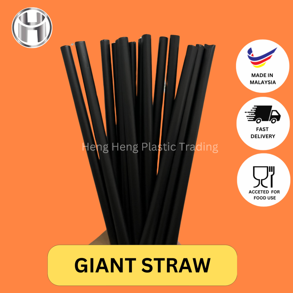 BOBA STRAW / GIANT STRAW / BLACK BIG STRAW / STRAW SIZE 9 INCH : 300 ...