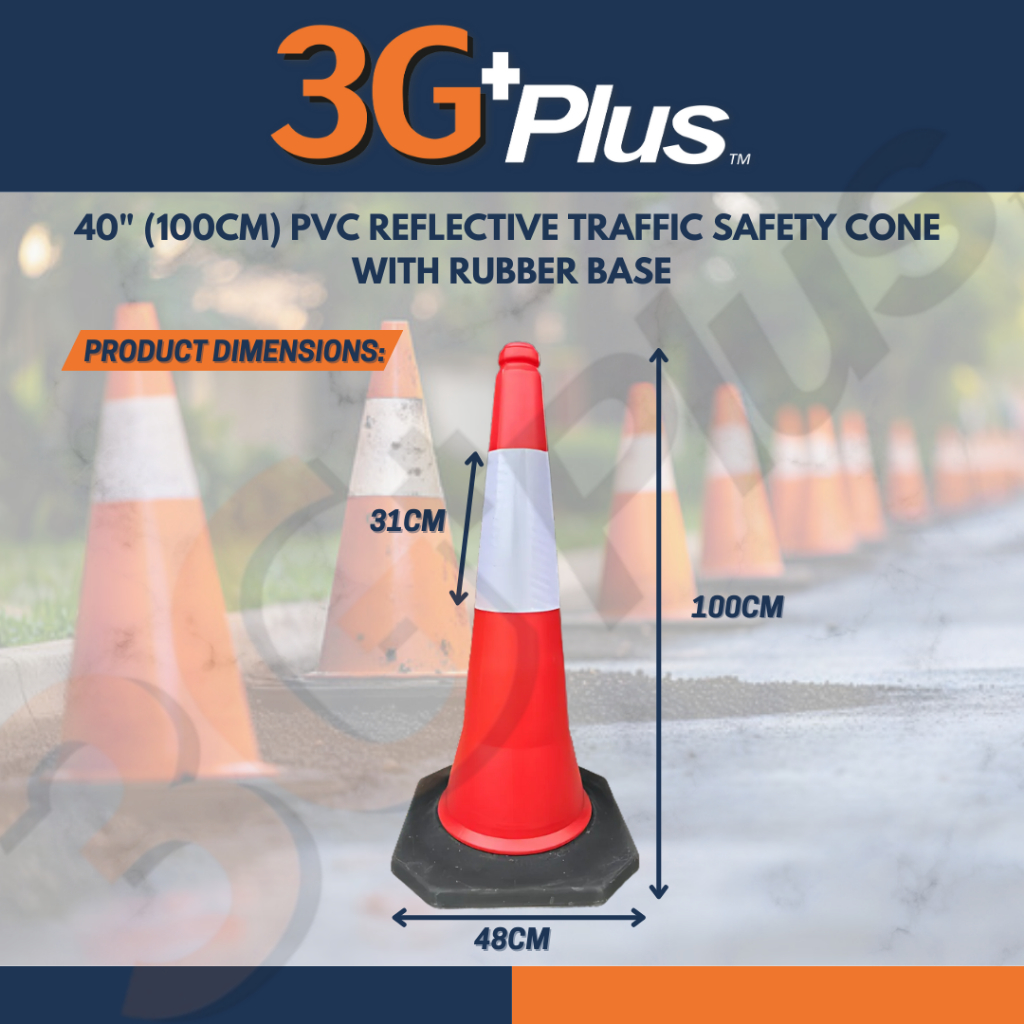 30"(77CM) / 40"(100CM) Orange PVC Traffic Safety Cone with Rubber Base ...