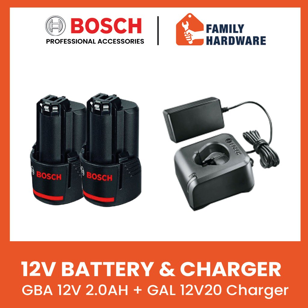 BOSCH GBA 12V 2.0Ah Li-ion Battery Pack GAL 12V-20 Charger Starter Kit ...