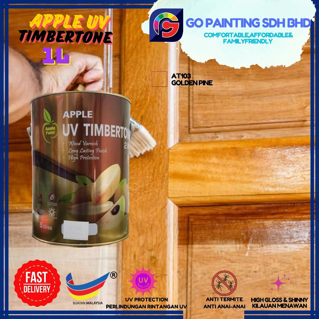 APPLE PAINT 2IN1 UV TIMBERTONE 1L WOOD VARNISH WITH UV PROTECTION ...