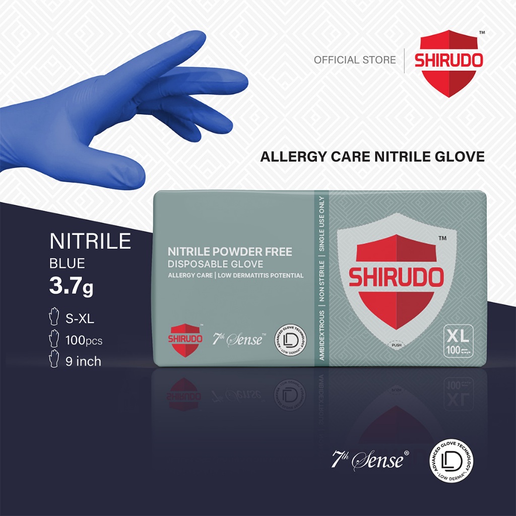 Shirudo 7th Sense Violet Blue Nitrile Disposable Glove, LD Technology ...