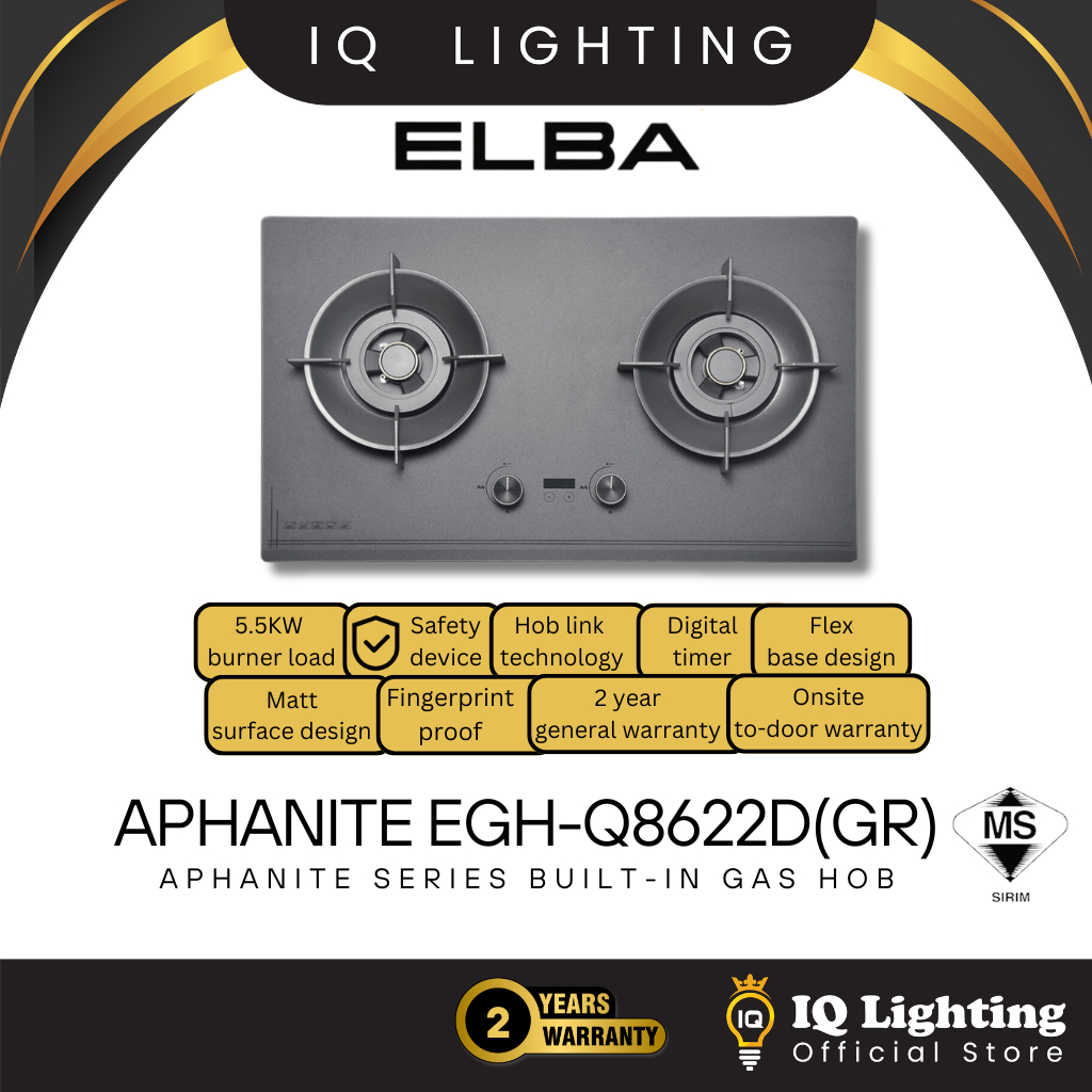 Elba Alphanite Series Tempered Glass Built-in Gas Hob with Safety ...