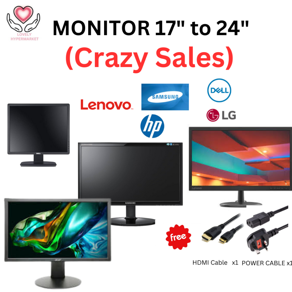(CHEAPEST A+B) LCD LED 17 - 22 inch WIDESCREEN USED MONITOR(+CABLE,VGA ...
