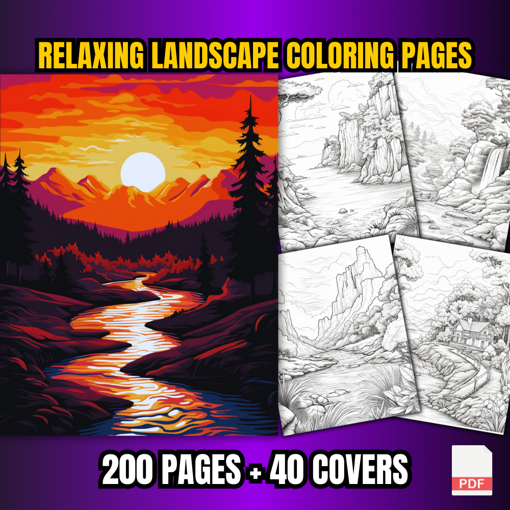 [PDF] 200 Relaxing Landscapes Coloring Pages For Adults | Shopee Malaysia