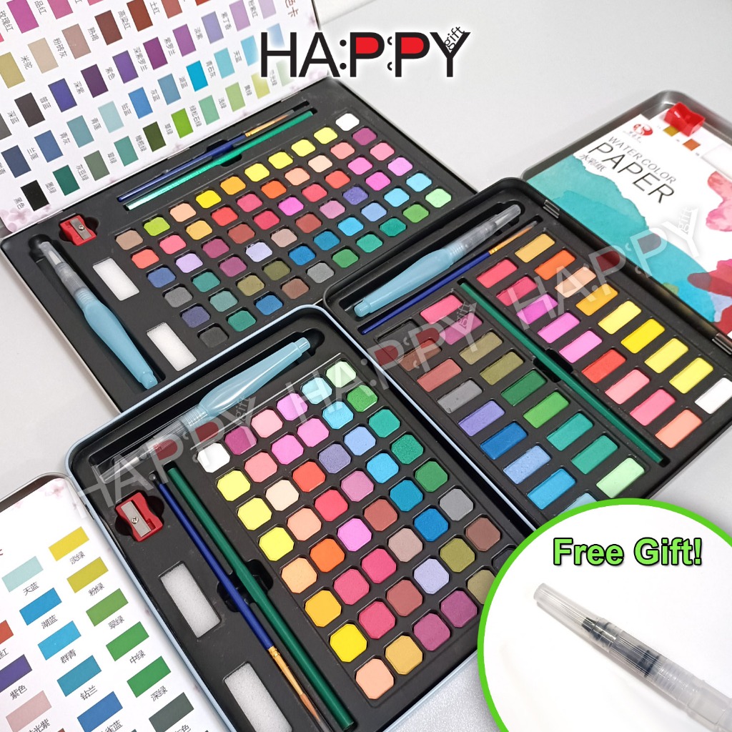 36/48/60 Color Solid Watercolor Paint Pigment Set Metal Box Watercolor ...