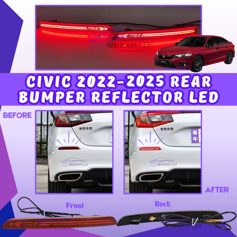 Honda Civic FE Rear Bumper Reflector 2023 2024 Dynamic Led With Running ...
