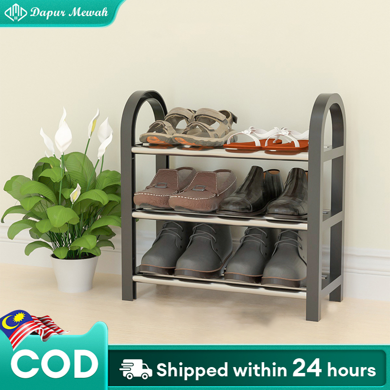 3 Tier Murah Shoe Rack Space Saving Steel Organizer Racks Stackable ...