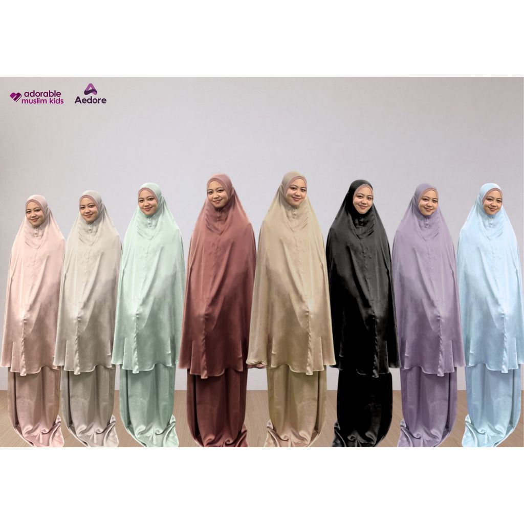 Plain Telekung Silk Satin Selesa Sejuk Dewasa | Aedore Premium Quality ...