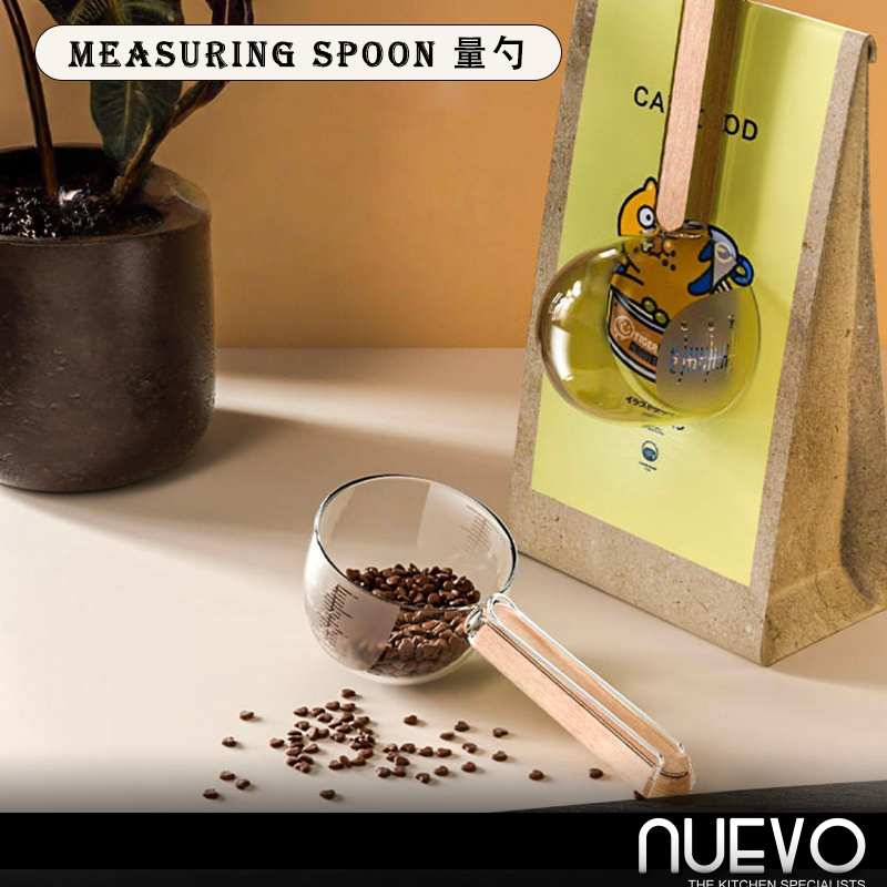 200ml Transparent Wooden Handle Scoop Rice Spoon With Seal Clip Clamp ...
