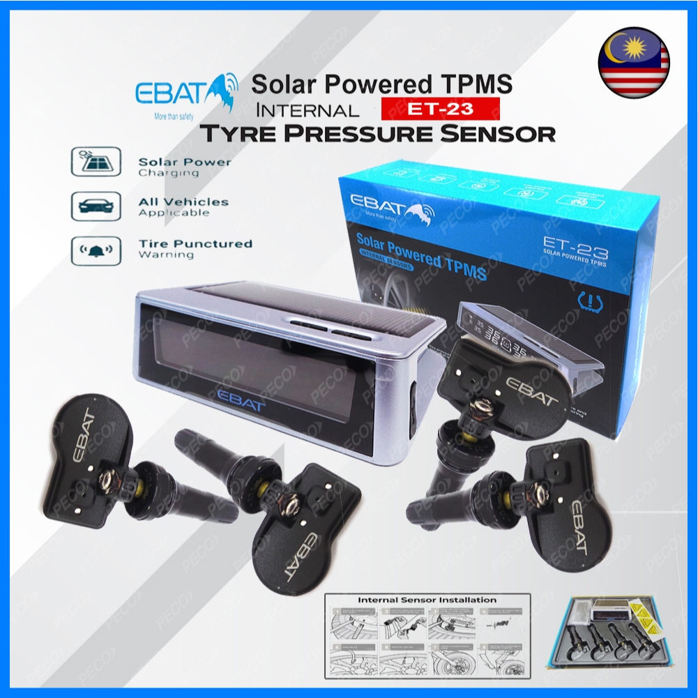 EBAT External TPMS Tire Pressure Solar Powered System Temperature ...