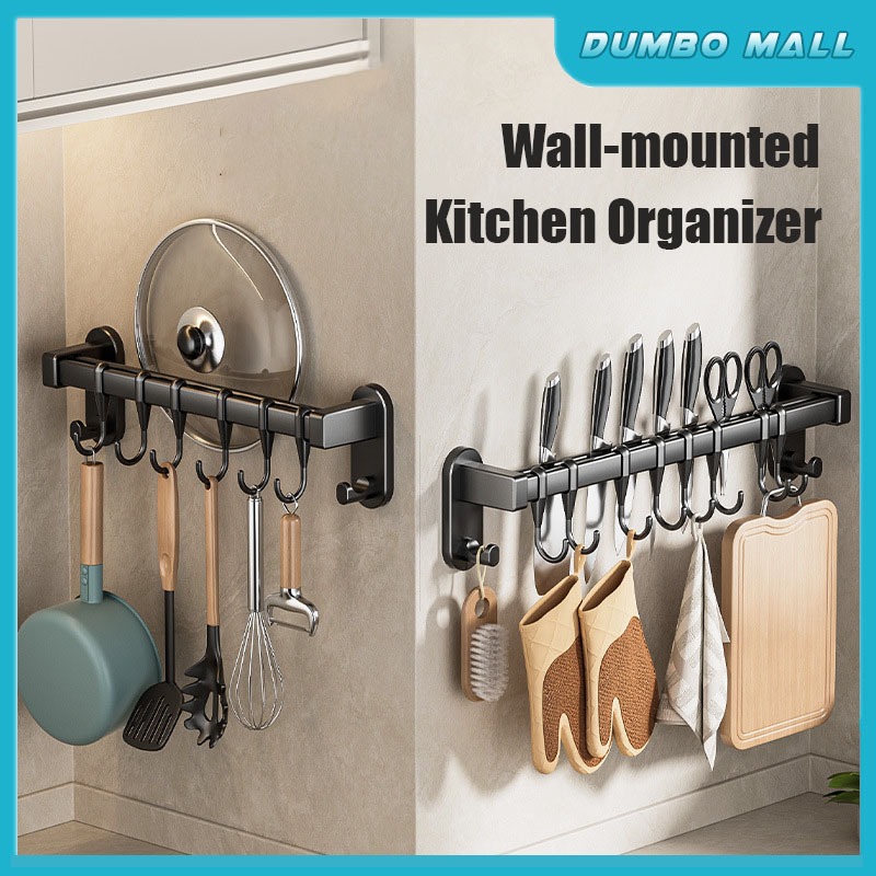 Kitchen Organizer Wall Hanging Rack with Hooks for Knives Stainless ...