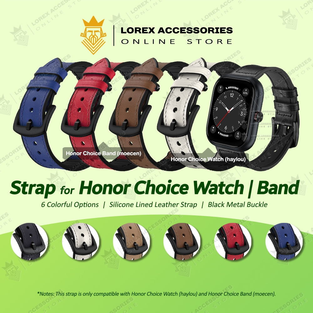 Strap for Honor Choice Watch / Band, Silicone Lined Leather 20mm, Black ...