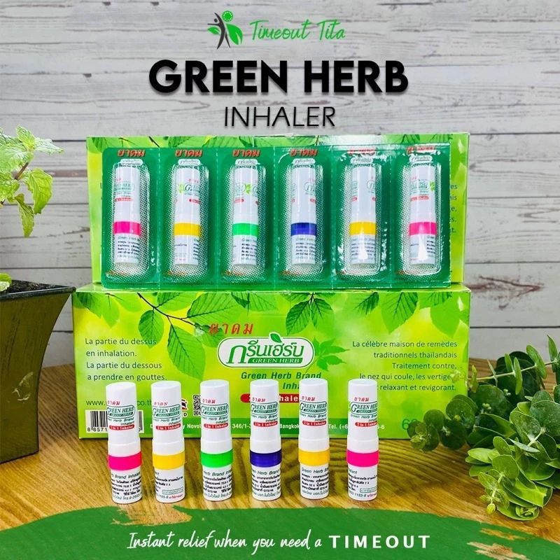 6 PIECES INHALER GREEN HERB CURE COLDS THAI RELAX PENYEDUT HERBA ...