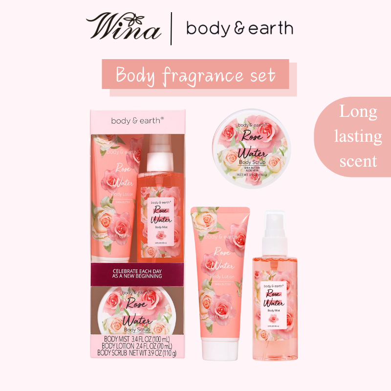Body & Earth perfume set Rose extract fragrance lasting, mild and non ...