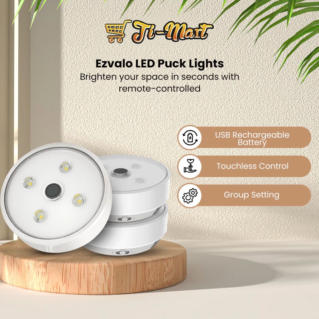 EZVALO Led Puck Lights Group Control Under Cabinet Lights with Remote ...