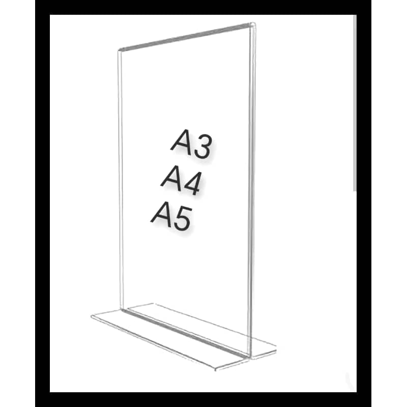 Acrylic T-Shape Display Stand Potrait, Acrylic display stand Size A3,A4 ...