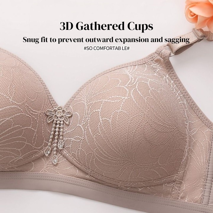 Elegant Wireless Lace Bra | Silky & Supportive | 36-46 BC Cup | 3-Hook ...