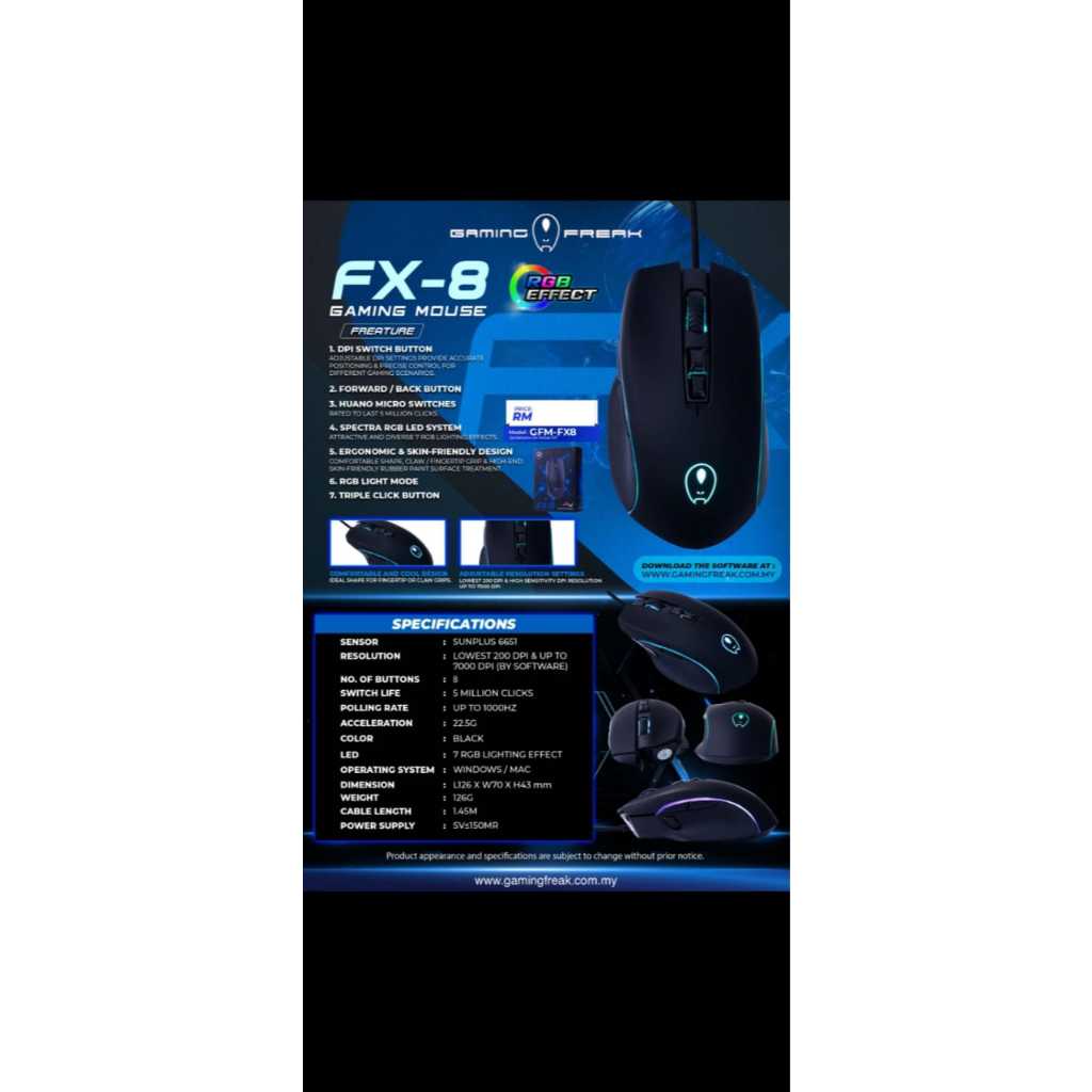 GAMING FREAK GRM-FX8 GAMING MOUSE | Shopee Malaysia