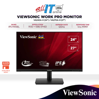 ViewSonic VA240A-H (24") / VA270A-H / VA270-H-2 (27") Full HD IPS Frameless Monitor | 120Hz | 1ms | 1080p