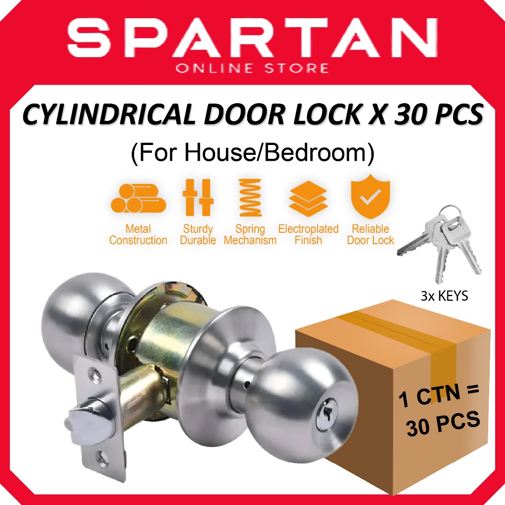 Premium Cylindrical Door Lock [1 CTN: 30PCS] Set SN For House Room ...