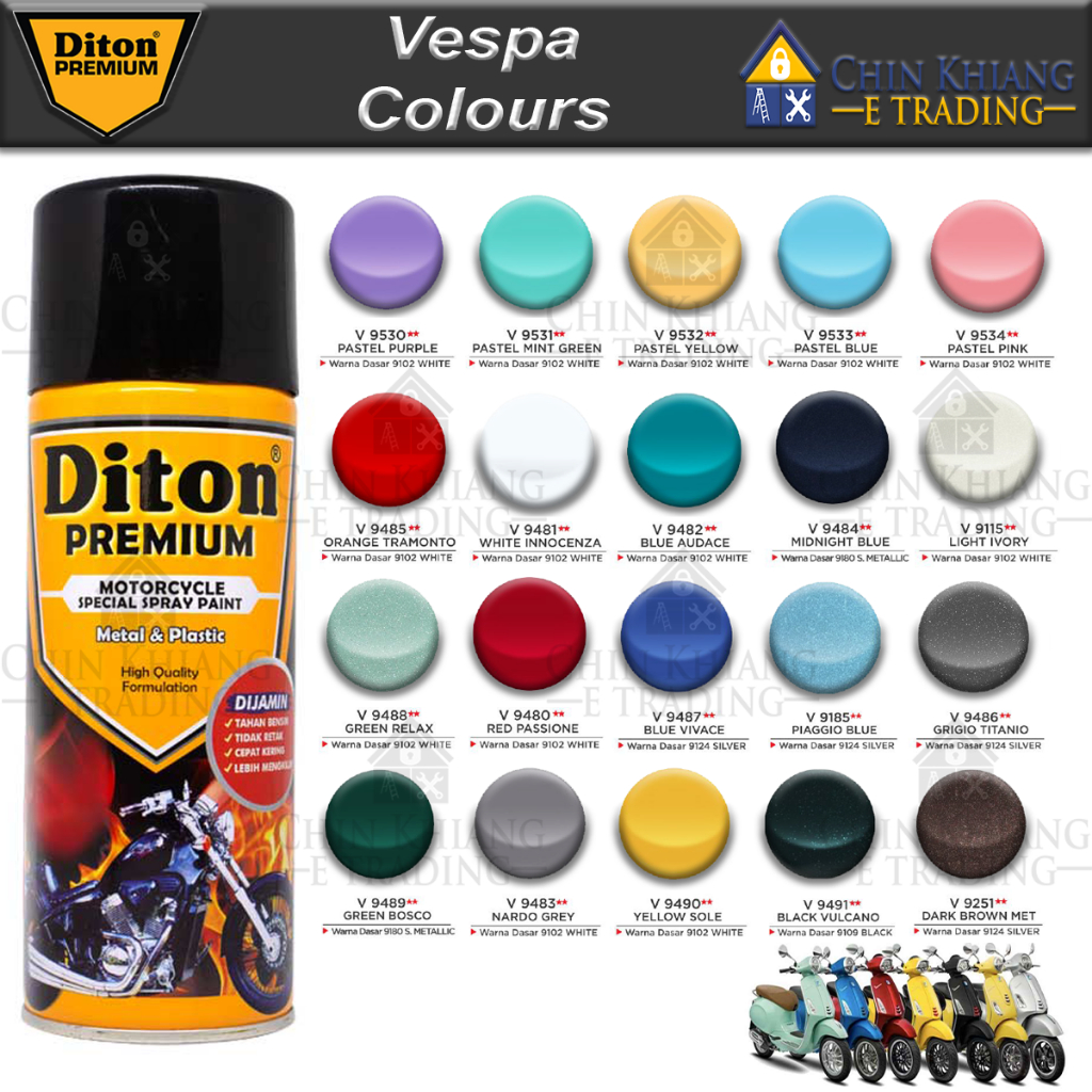 Diton Premium Vespa Colors Motorcycle Spray Paint 400ml | Shopee Malaysia