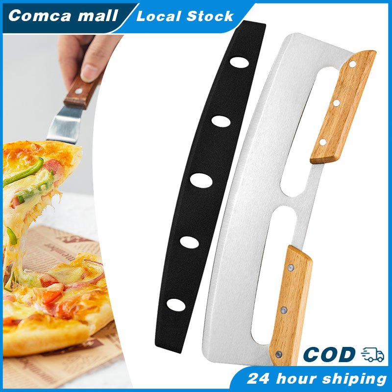 Stainless Steel Pizza Cutter Rocker / Pizza Knife Cutter / Wooden ...