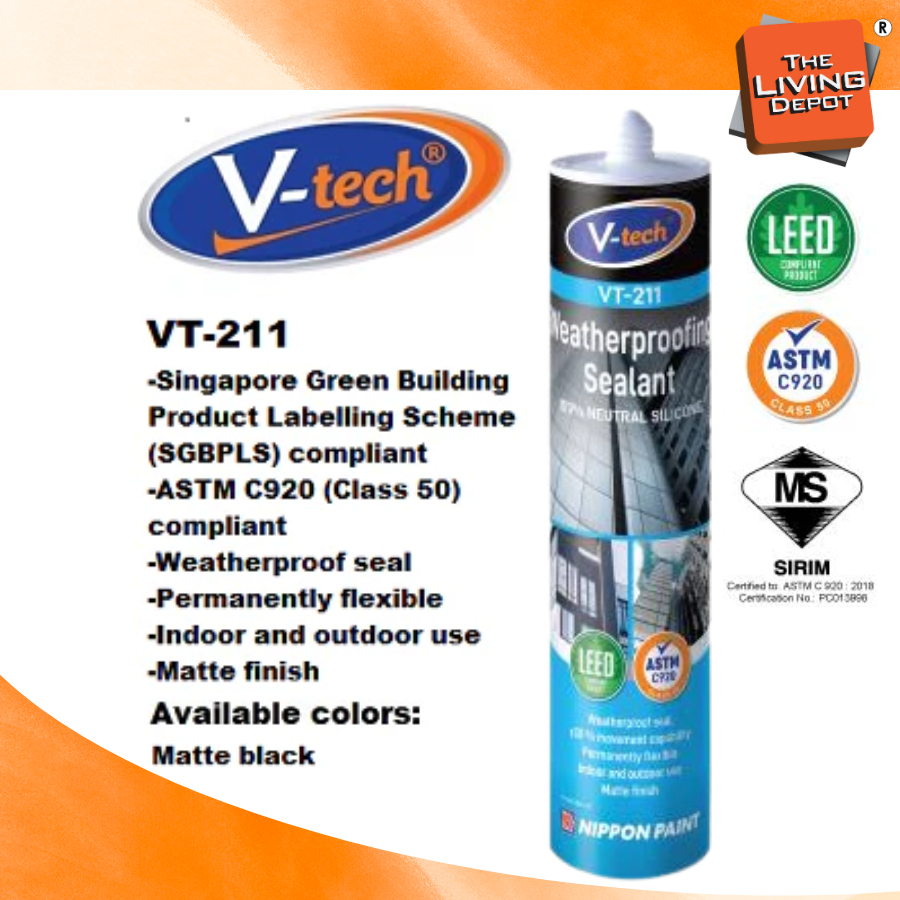 V-TECH VT-211 Weatherproofing Sealant 300ml - Matte black | Shopee Malaysia