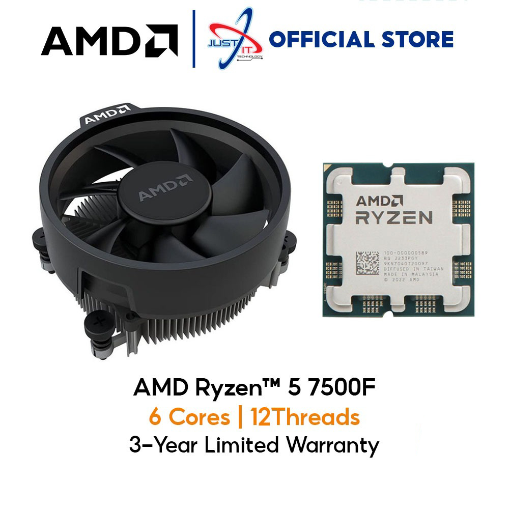 AMD RYZEN 7500F 32MB CACHE PROCESSOR AM5 MPK (BULK