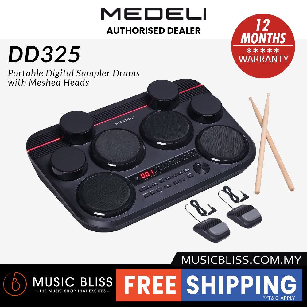 Medeli DD325 Portable Digital Sampler Drums with Meshed Heads (DD-325 ...