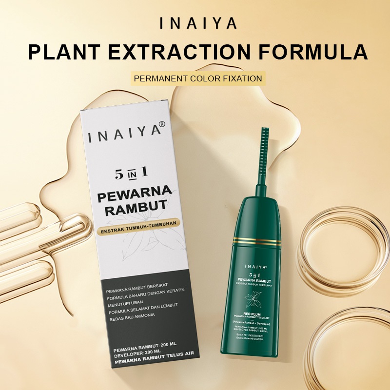 INAIYA 5 IN 1 Pewarna Rambut Ekstrak Tumbuh-Tumbuhan 400ml Bebas Bau ...