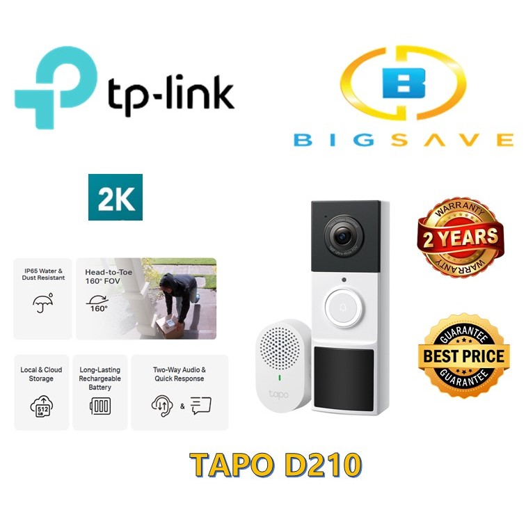TP-LINK TAPO D210 TAPO VIDEO DOORBELL CAMERA | Shopee Malaysia