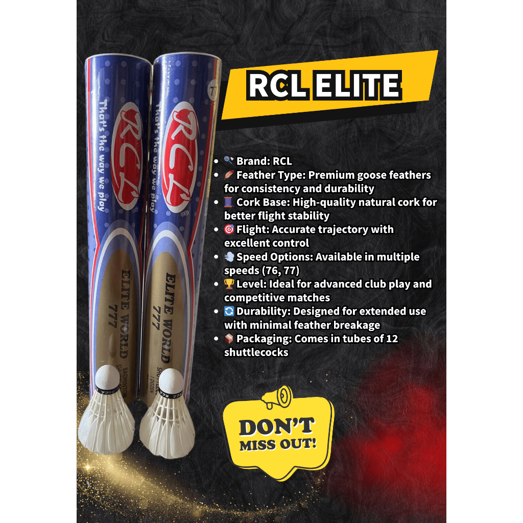 RCL Elite RSL Badminton Shuttlecock Speed 77 READY STOCK bulu tangkis ...
